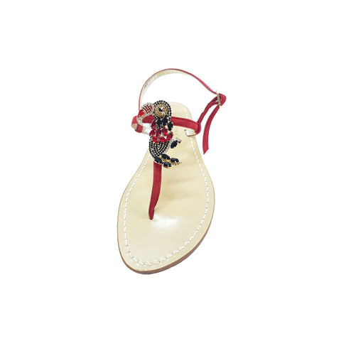 Positano sandal, with stones, red